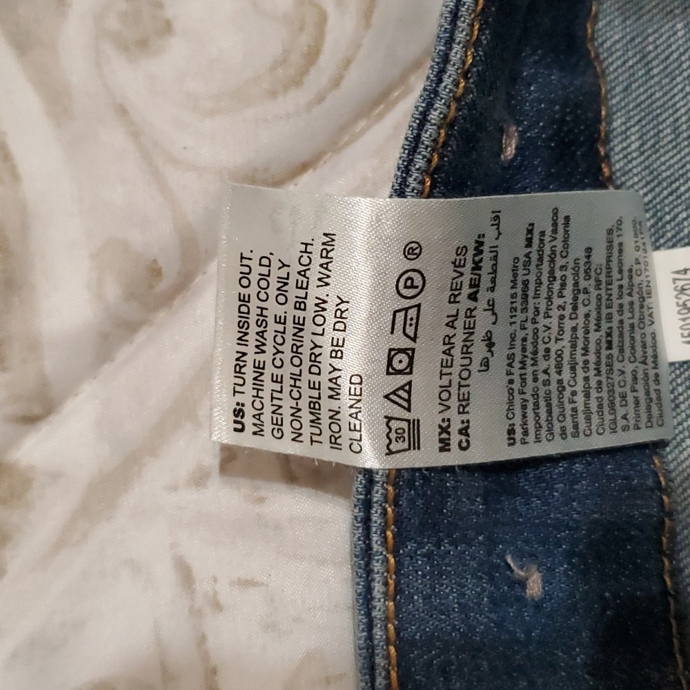 Chico's So Slimming Girlfriend Slim Leg Ankle Animal Print Trim Size 12R Jeans - Picture 10 of 14
